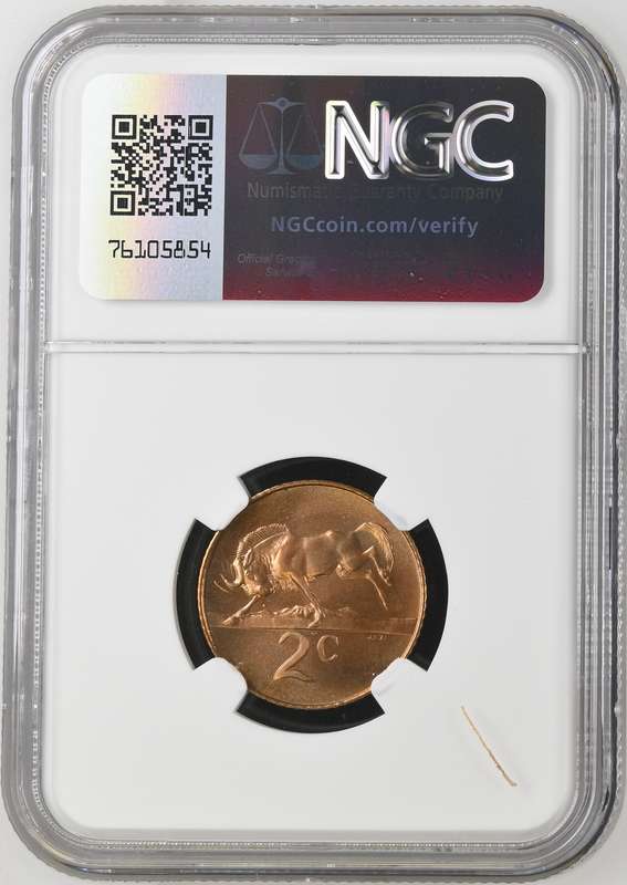 1965 South Africa 2 Cent Afrikaans NGC MS66RB