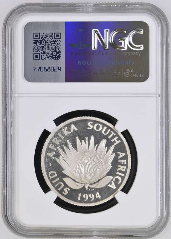 1994 S.Africa S1R Conservation NGC PF68 Ultra Cameo Silver One Rand