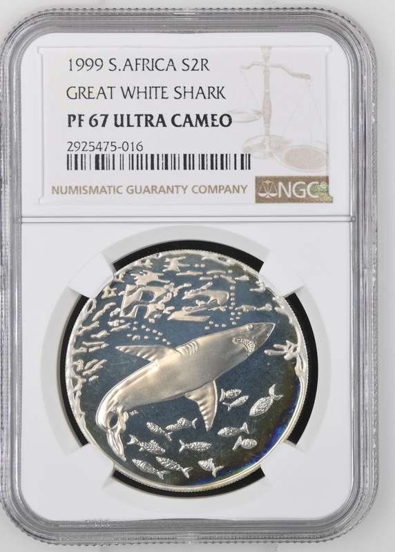 1999 S.Africa S2R Great White Shark NGC PF67 Ultra Cameo Silver Two Rand