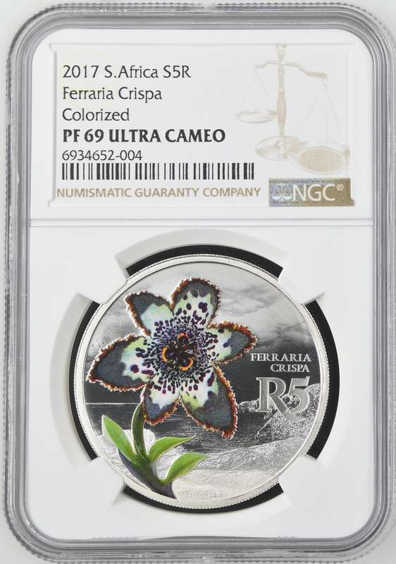 2017 Silver 1oz S5R Ferraria Crispa Colorized NGC PF69 Ultra Cameo (Starfish Lily)