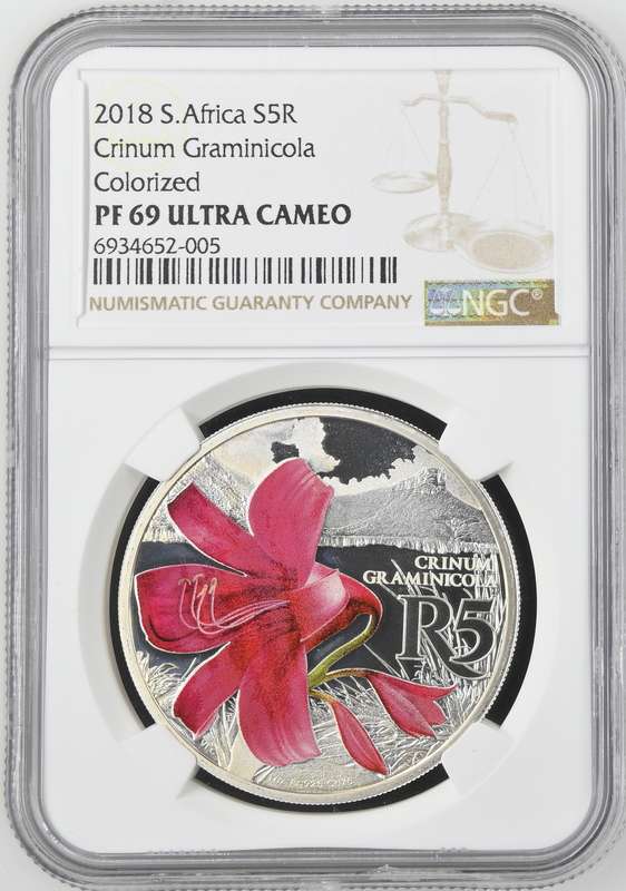 2018 Silver 1oz S5R Crinum Graminicola Colorized NGC PF69 Ultra Cameo (Grass Crinum)