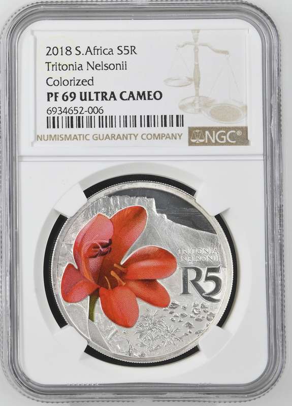 2018 Silver 1oz S5R Tritonia Nelsonii Colorized NGC PF69 Ultra Cameo (Orange Tritonia)