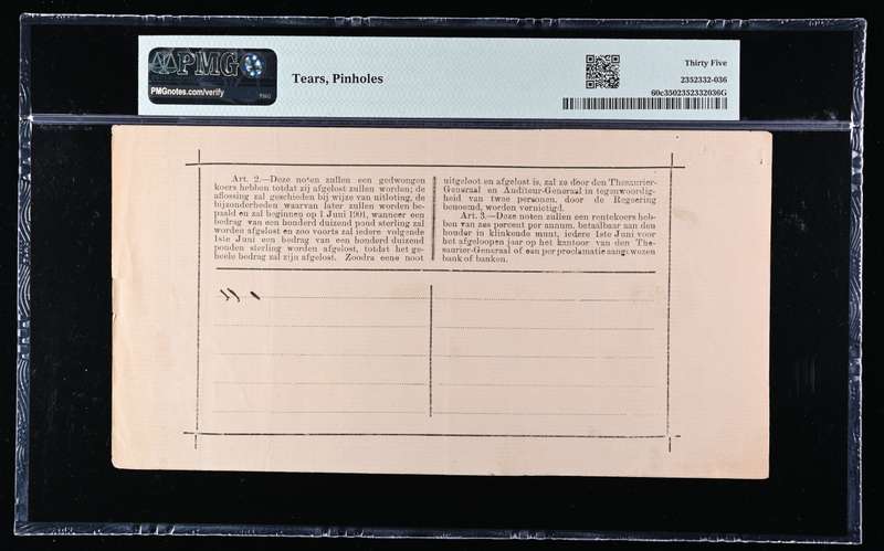 ZAR Gouvernements EEn Pond Noot Dated 1.4.1901 Fleur de Lis Watermark PMG 35