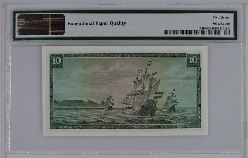 1967 Tien Ten Replacement note PMG 67 Superb Gem UNC EPQ TW de Jongh Pick# 114b*  Springbok WMK
