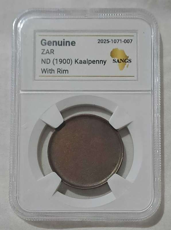 Genuine No Date(ND) 1900 ZAR Kruger Bronze Kaalpenny with Rim SANGS Graded