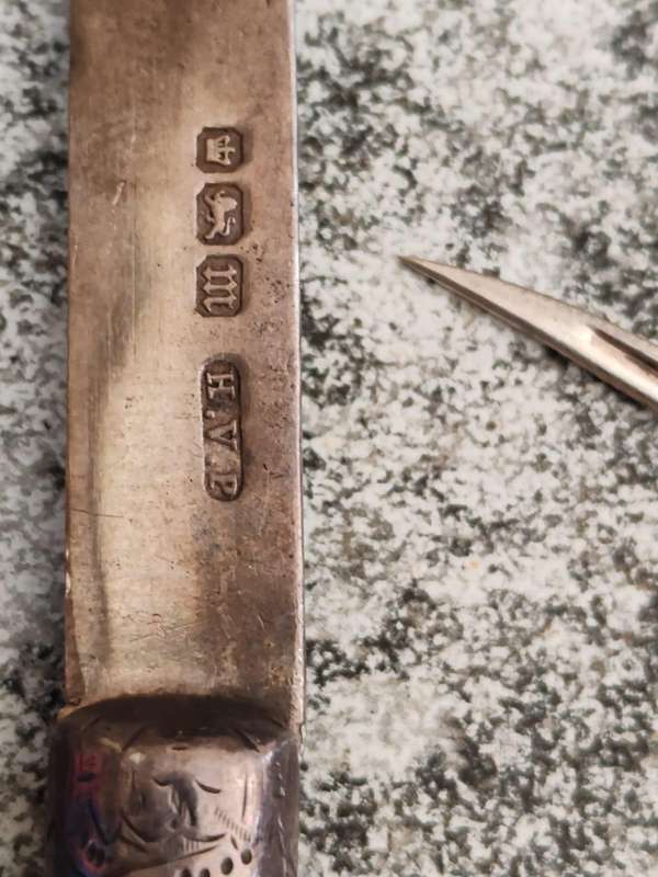 Sterling silver pocket knife with mother of pearl grips Sheffield 1887