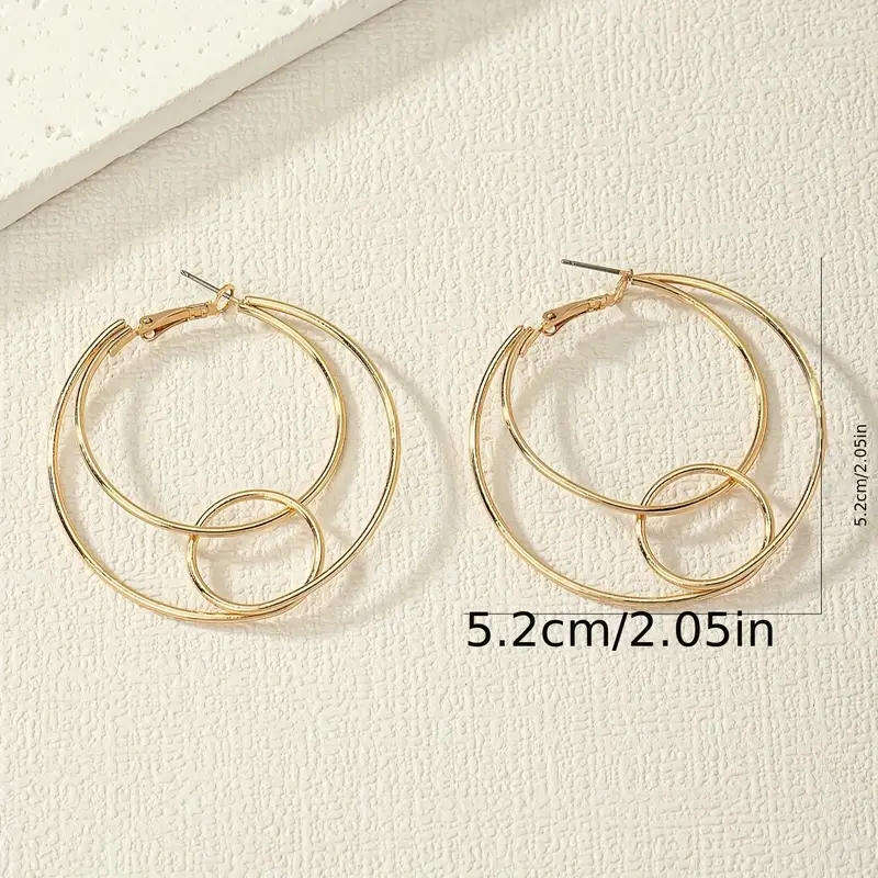 Combined Circle Golden Hoop Earrings