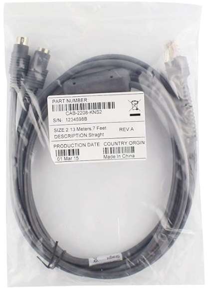 PS2 Keyboard Wedge Cable for Motorola Symbol LS2208 DS4278 7FT Straight  Connector Type