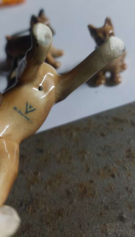 COLLECTABLE VINTAGE WEST GERMANY BOXER PORCELAIN DOGS