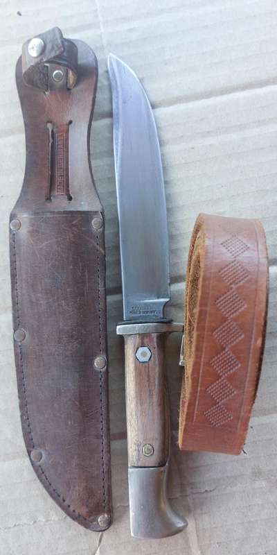 ultra rare solingen solid tang knife with sheath and leather belt