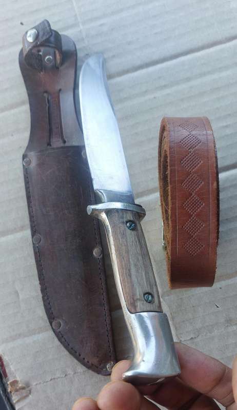 ultra rare solingen solid tang knife with sheath and leather belt