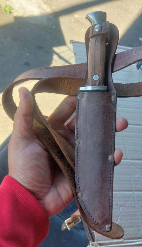 ultra rare solingen solid tang knife with sheath and leather belt