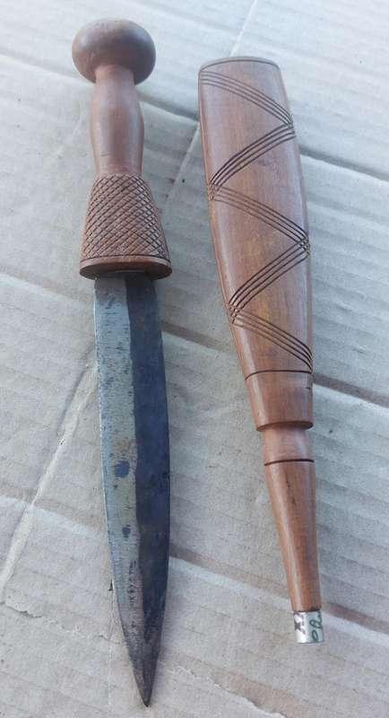 for the collector vintage knife in wooden sheath