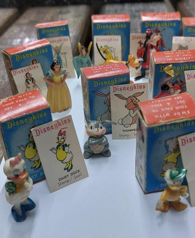 1960s complete set of 1 to 34 Marx Disneykins boxed with cards