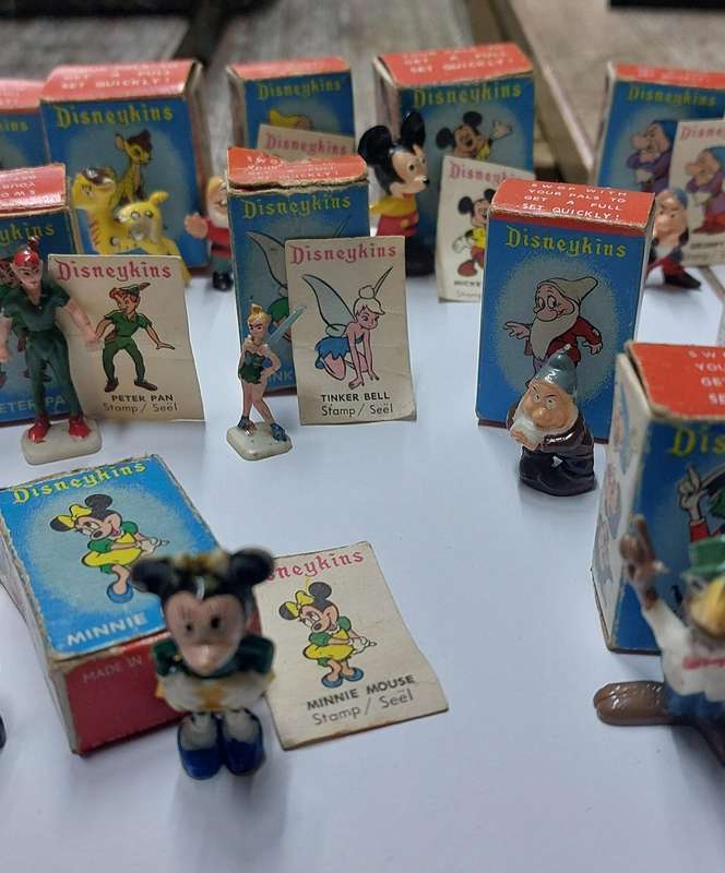 1960s complete set of 1 to 34 Marx Disneykins boxed with cards