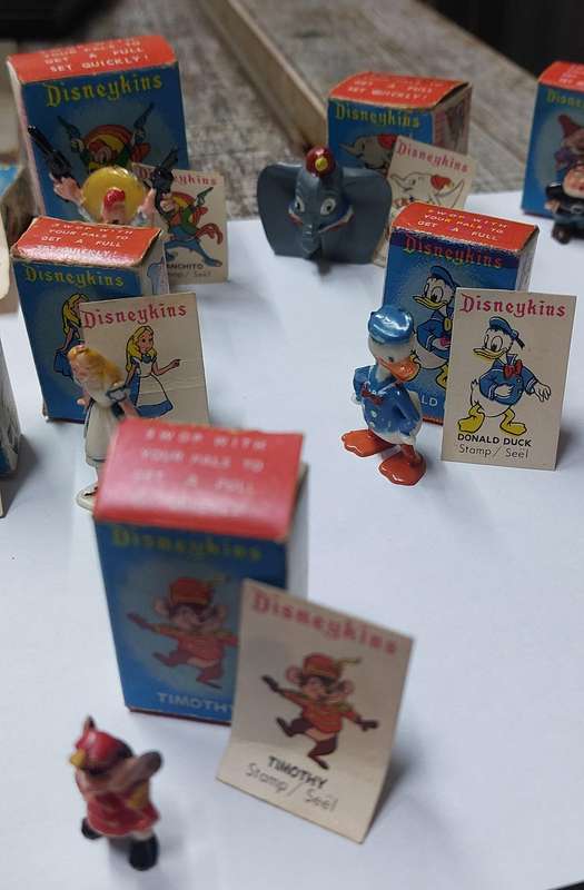 1960s complete set of 1 to 34 Marx Disneykins boxed with cards