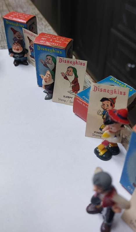 1960s complete set of 1 to 34 Marx Disneykins boxed with cards