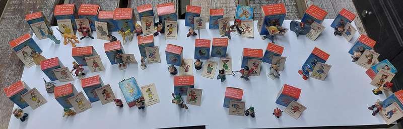 1960s complete set of 1 to 34 Marx Disneykins boxed with cards