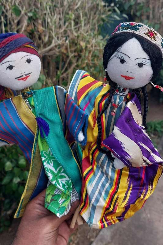 Pair of Vintage hand made puppet dolls
