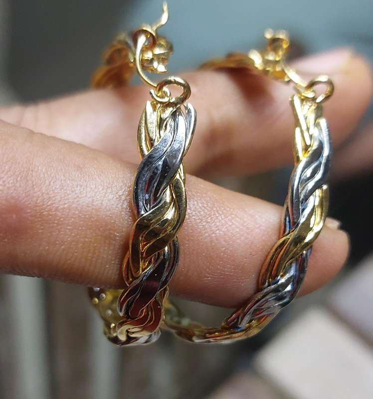 Large vintage twisted hoop earrings