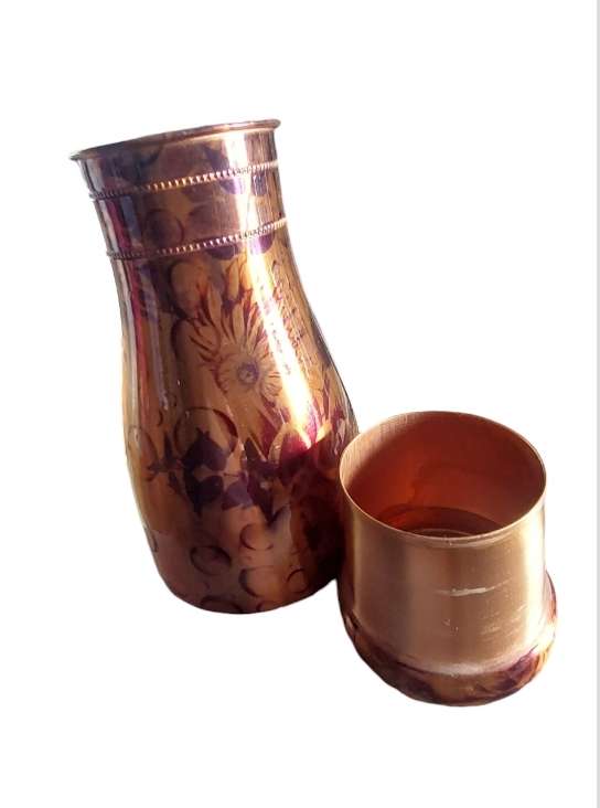 LAST 1 CARAFE PURE COPPER VESSEL WITH CUP AYURVEDA PROPERTIES
