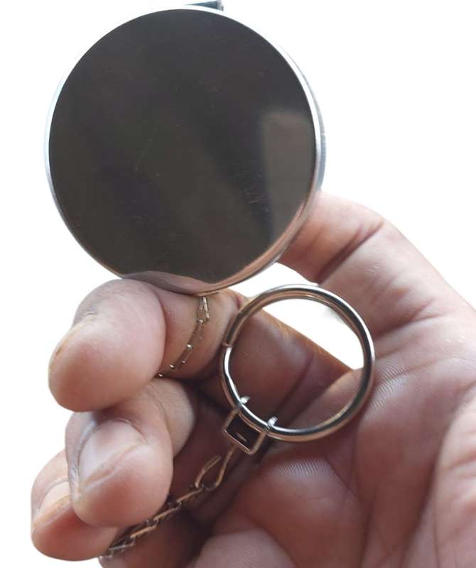 SOLID HEAVY VINTAGE BELT CLIP KEY PULL CHAIN HOLDER MADE IN HONG KONG