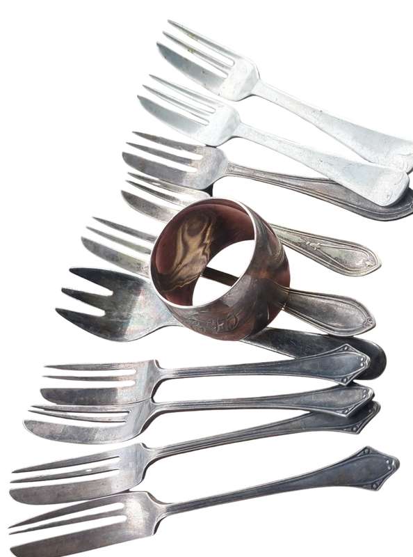 VINTAGE FORKS AND NAPKIN HOLDER