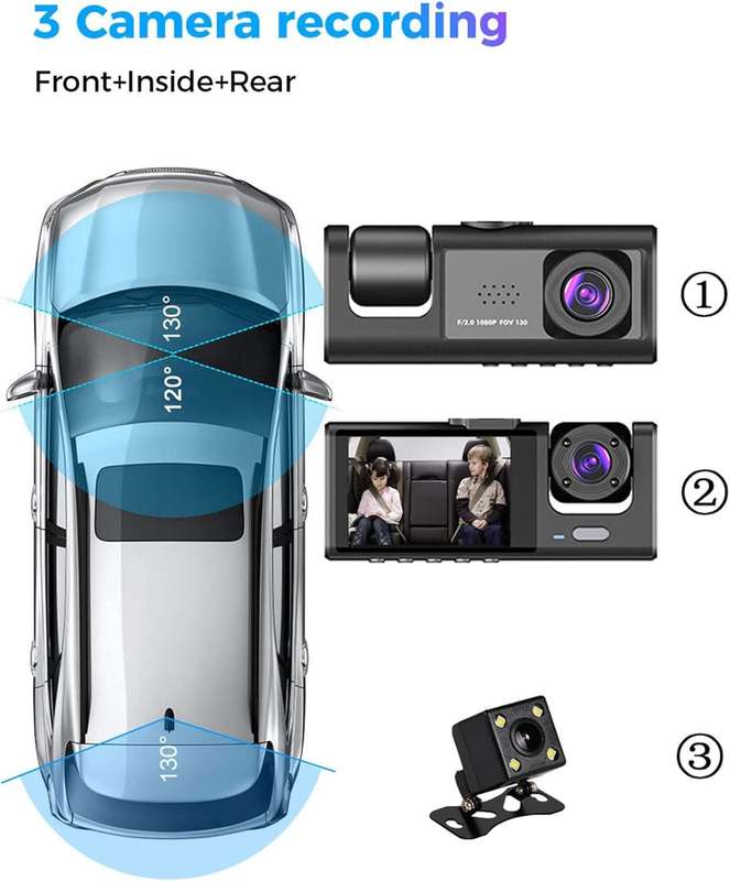 BLACK BOX TRAFFIC RECORDER WITH 2 INCH SCREEN AND REAR DVR CAMERA