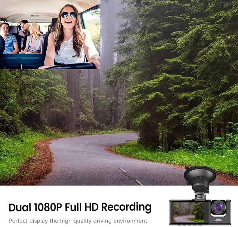 BLACK BOX TRAFFIC RECORDER WITH 2 INCH SCREEN AND REAR DVR CAMERA
