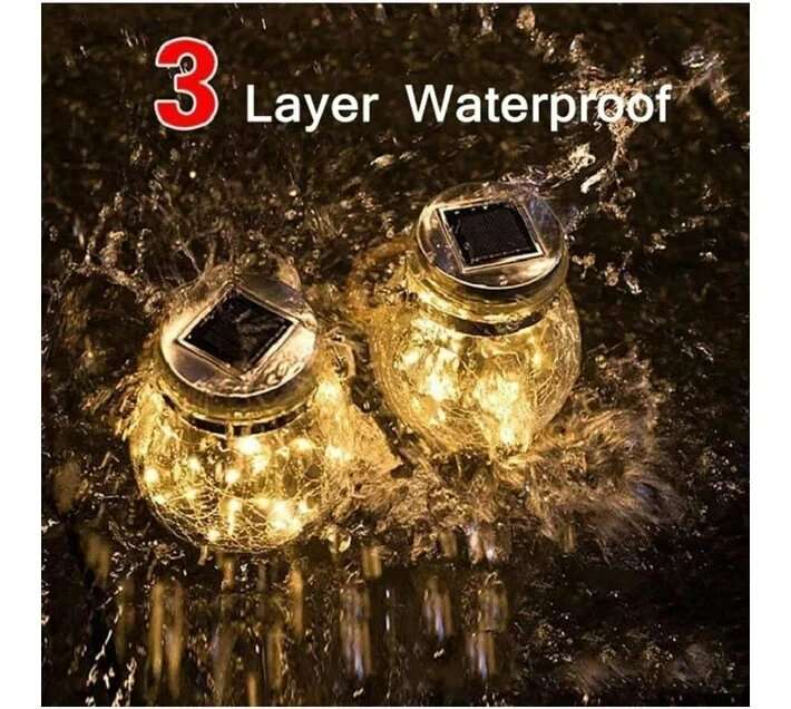 Solar Cracked Glass Hanging Lanterns with Handles  Set of 2
