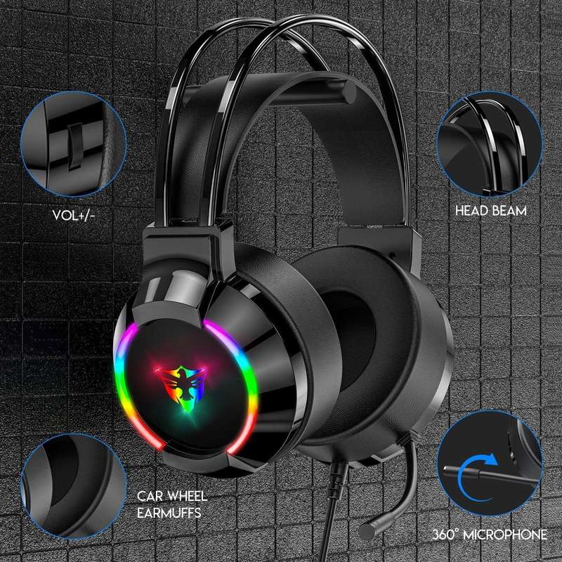 G606 Gaming Headsets E-Sport Retractable Headphones with RGB Backlight