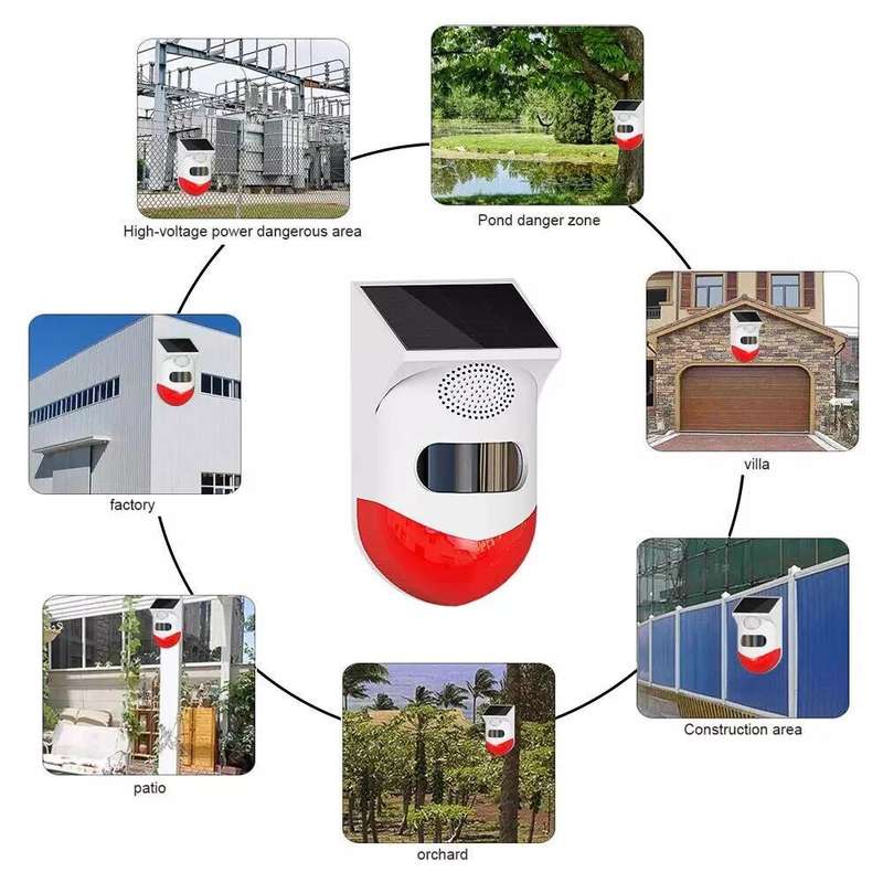 Solar Motion Sensor Alarm, with 2 Remote Control, Wireless Infrared, 120dB - Set of 2