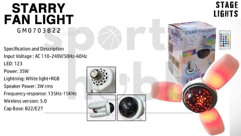 STARRY PORTABLE DISCO FAN LIGHT WITH REMOTE CONTROL