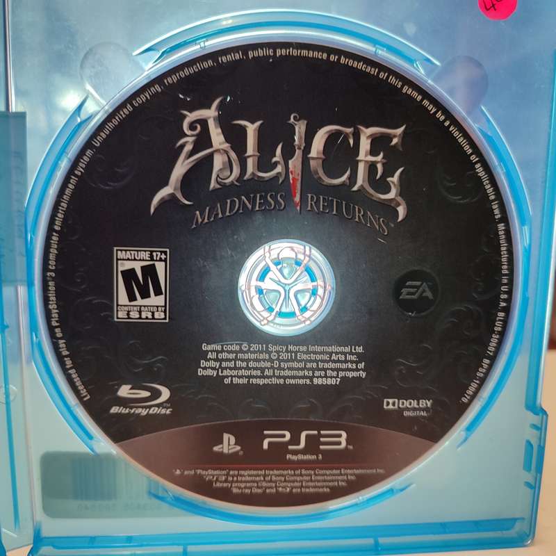 Alice Madness Returns PlayStation 3 disc only