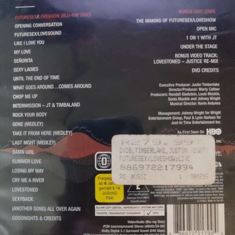 Justin Timberlake Future Sex Live Show Blu Ray