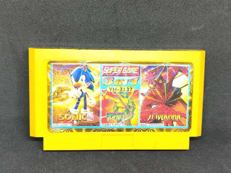 Sonic 5 / Teenage Mutant Ninja Turtles Tournament Fighters /  Spider-Man  TV Game Cartridge