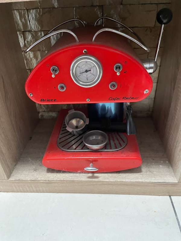 Ariete 1385 Inox Cafe Retro Espresso Cappuccino Coffee Machine Red