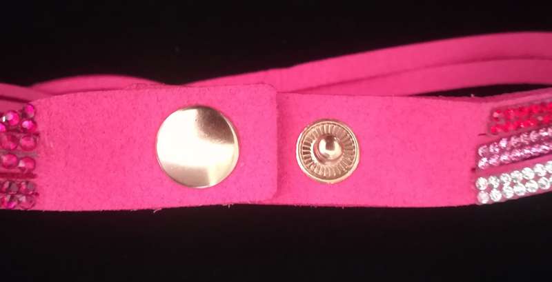 Multilayer Double Wrap Faux Suede Pink Rhinestone Bracelet