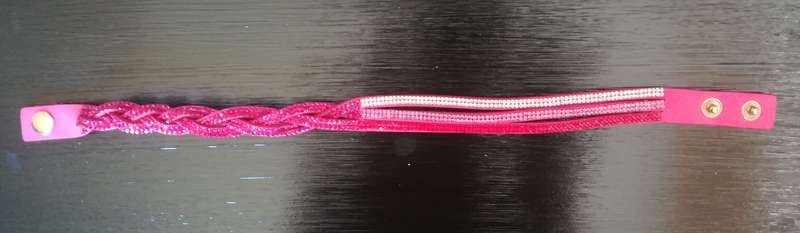 Multilayer Double Wrap Faux Suede Pink Rhinestone Bracelet