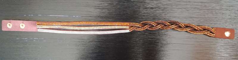 Multilayer Double Wrap Faux Suede Brown Rhinestone Bracelet