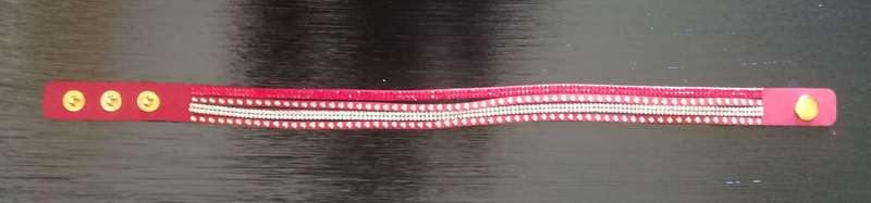Multilayer Double Wrap Faux Suede Red Rhinestone Studded Bracelet