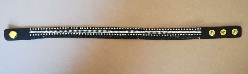 Multilayer Double Wrap Faux Suede Black Rhinestone Studded Bracelet