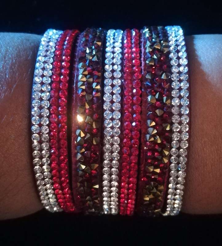 Multilayer Wrap Faux Suede Red Rhinestone Bracelet