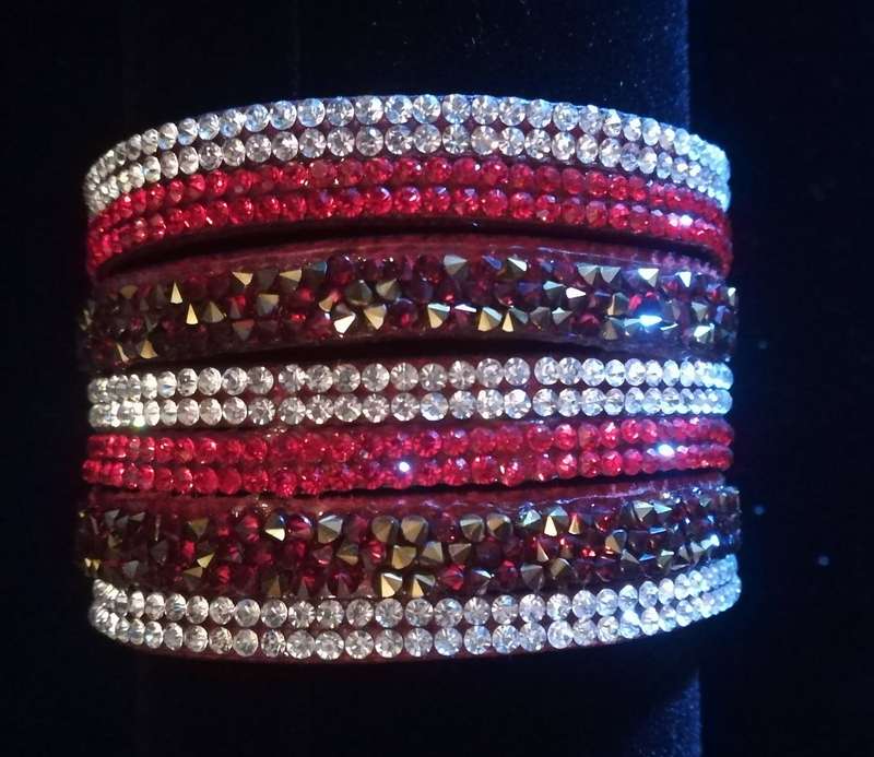Multilayer Wrap Faux Suede Red Rhinestone Bracelet