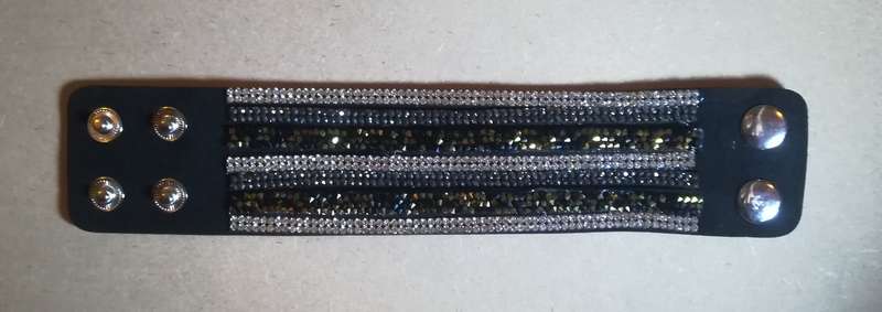 Multilayer Wrap Faux Suede Black Rhinestone Bracelet