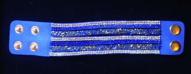 Multilayer Wrap Faux Suede Dark Blue Rhinestone Bracelet