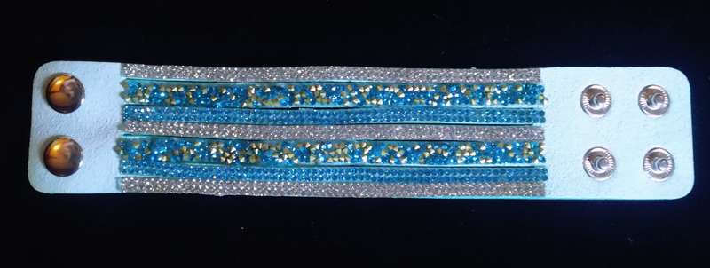 Multilayer Wrap Faux Suede Light Blue Rhinestone Bracelet