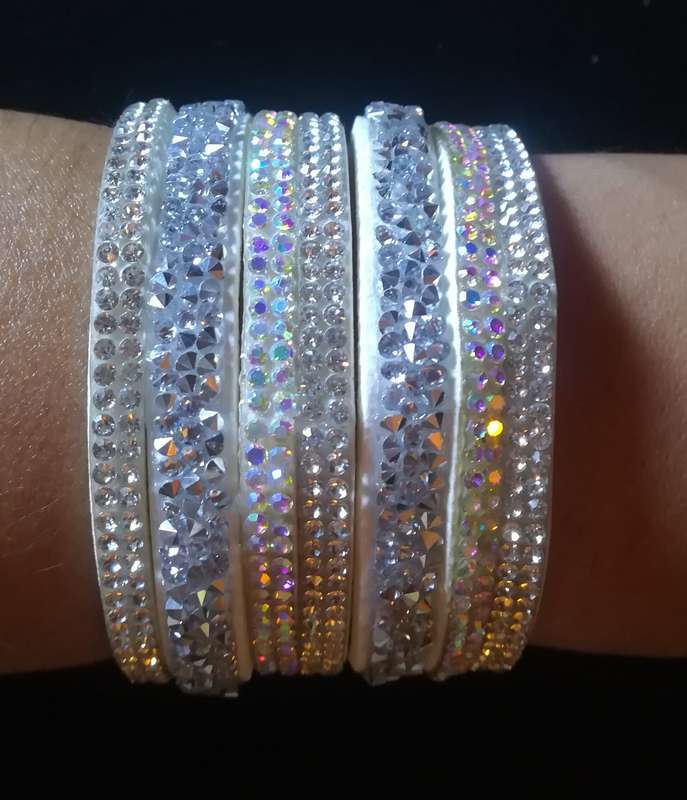 Multilayer Wrap Faux Suede White Rhinestone Bracelet