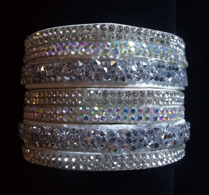 Multilayer Wrap Faux Suede White Rhinestone Bracelet
