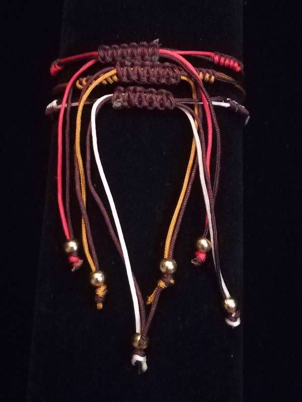 Decorative Multi-coloured Stone Thread Bracelet in Red , Amber & Pink